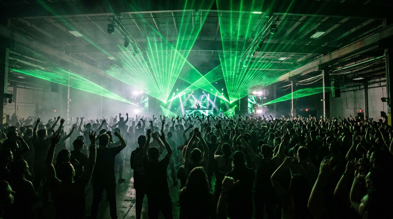 Venue sound system horn loading and dancefloor acoustics
